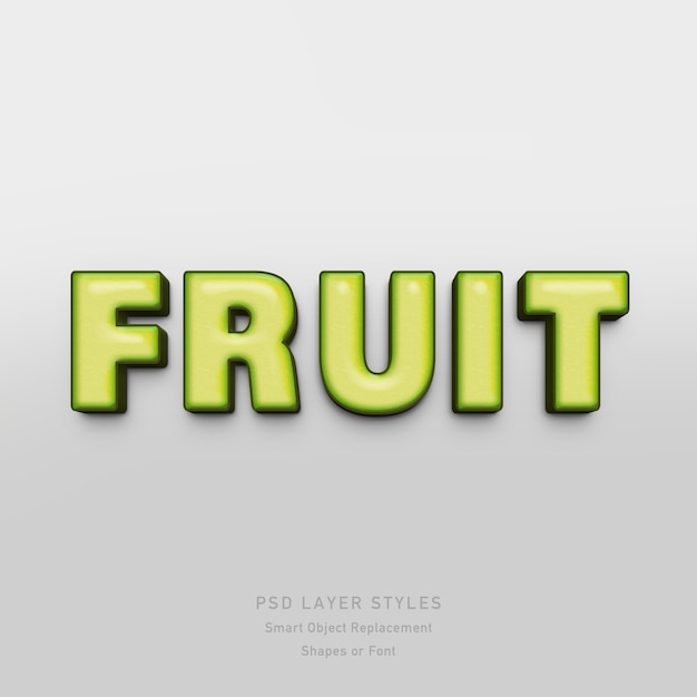 Avocado 3d-stijleffect psd-vormen of lettertype