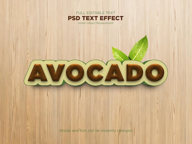 Avocado 3d text effect template