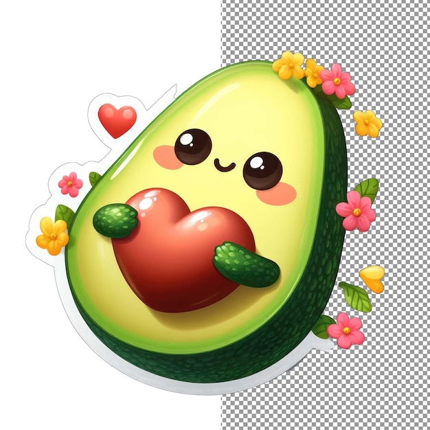 PSD avocado amore heart in hand adesivo