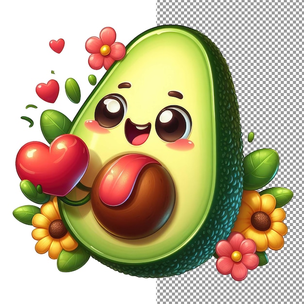 PSD avocado amore heart in hand adesivo