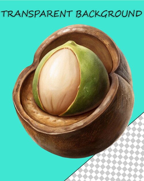 PSD avocado cartoon on transparent background