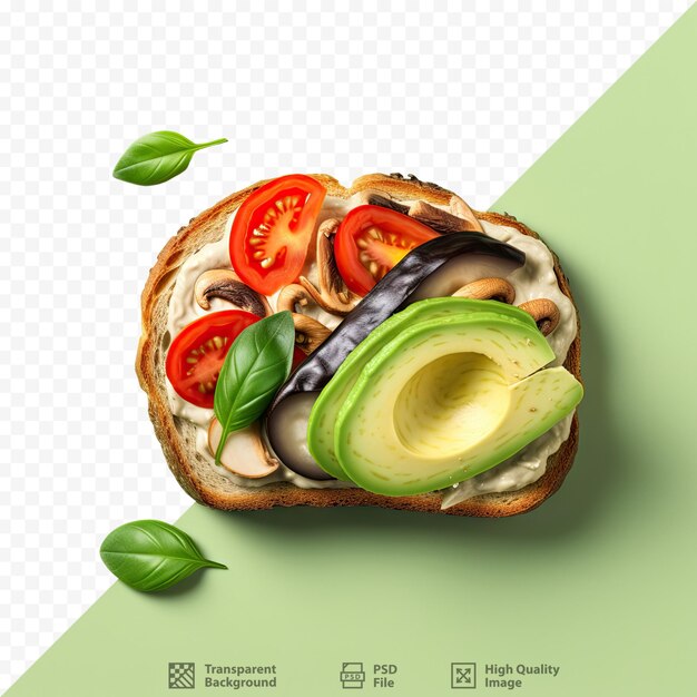 Avocado cream cheese roasted aubergine and sweet pepper on a single piece of toast