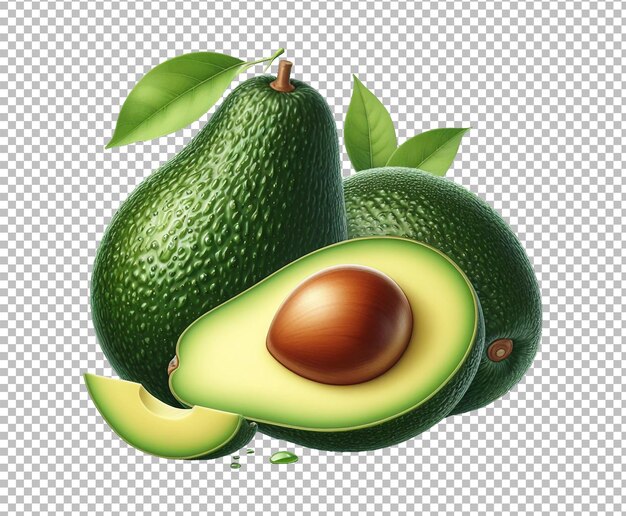 PSD avocado fruit with half cut slice premium psd