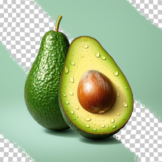 Avocado altamente specificato nel suo sfondo trasparente di benefici per la salute