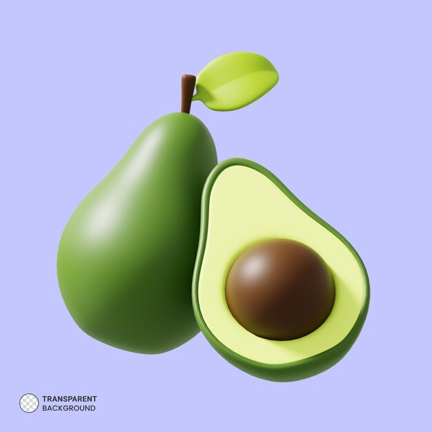 PSD avocado icon isolated 3d render illustration