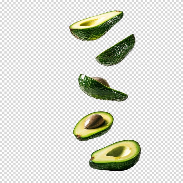 Avocado levitating on a transparent background