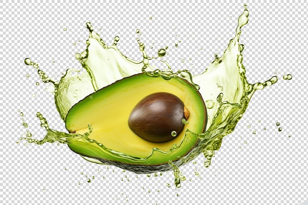 Spruzzo di olio di avocado su uno sfondo bianco