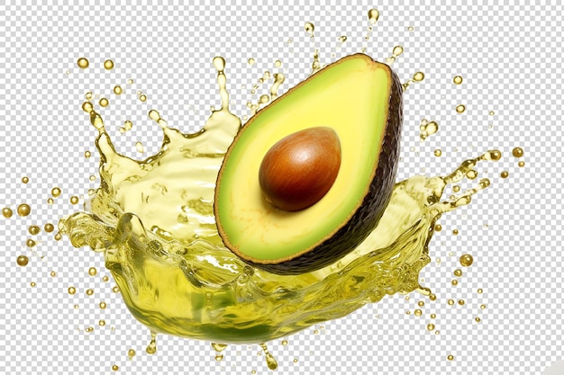 PSD avocado oil splash on white background