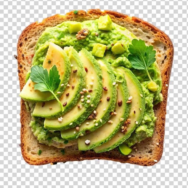 PSD toast di avocado schiacciato isolato su uno sfondo trasparente