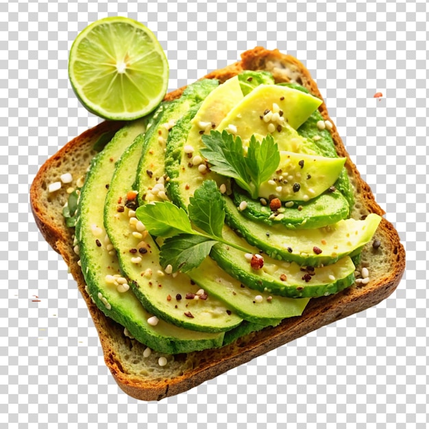 Avocado smash toast isolated on transparent background