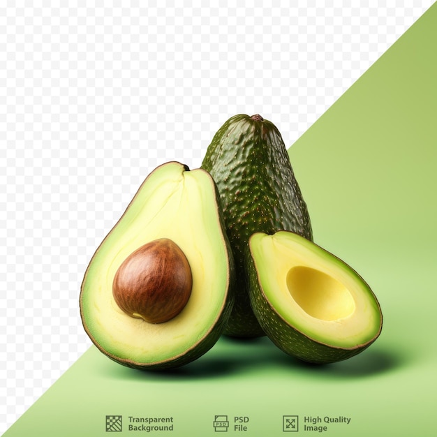 Un avocado su sfondo verde con l'immagine di un avocado.