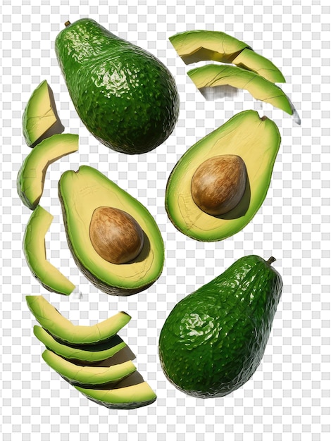 Avocados are on a white background