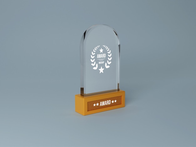 Award glass trophy on transparent