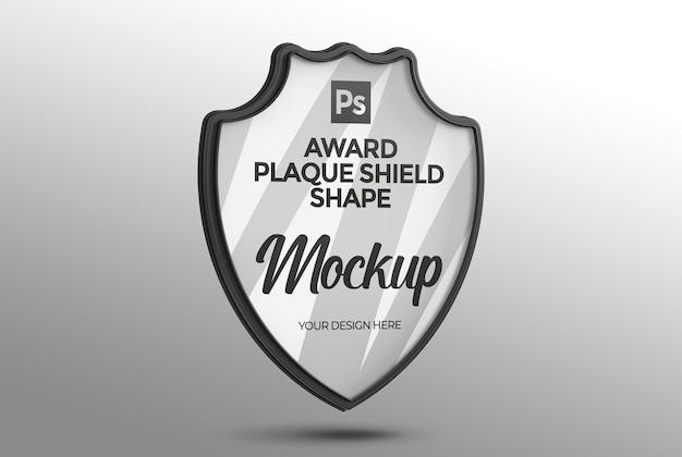 Award plaque shield shape mockup