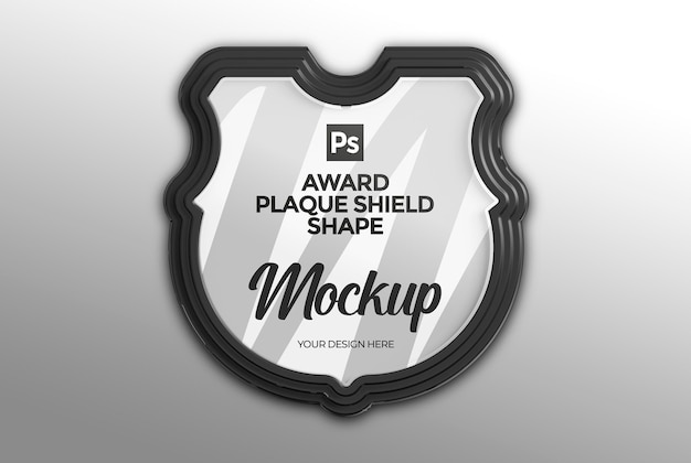 Award plaque shield shape mockup