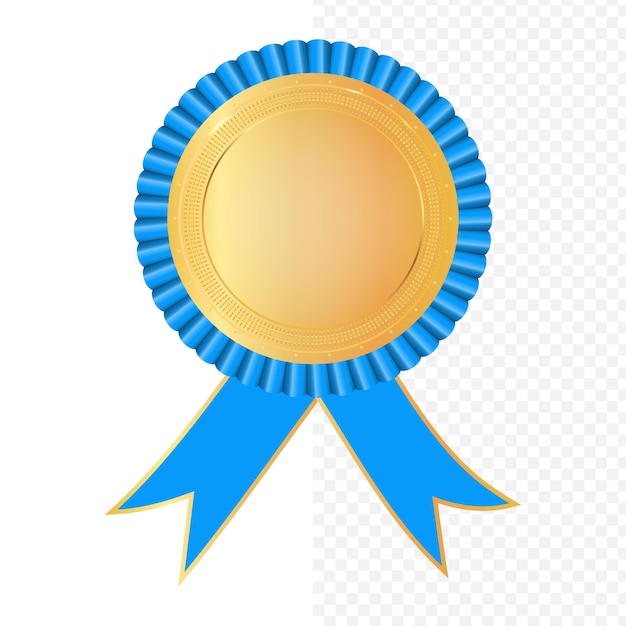 Award rosette gold and blue color with ribbonSymbol of winner celebrationbest champion achievement