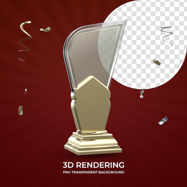 Awarding trophy 3d rendering isolated transparent background