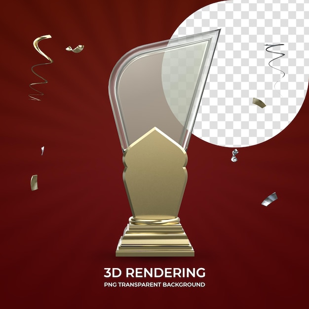 Awarding trophy 3d rendering isolated transparent background