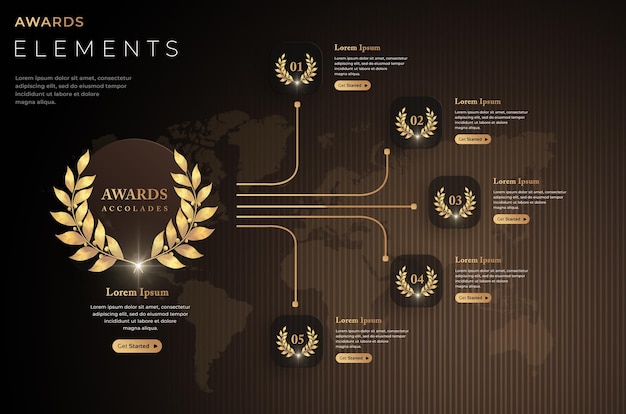 PSD awards luxury infographic template graphic