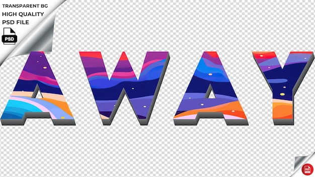 PSD away typography flat colorful text texture psd transparent