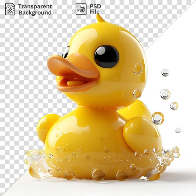 Потрясающая 3d-анимационная утка, квакающая с капельками воды на изолированном фоне