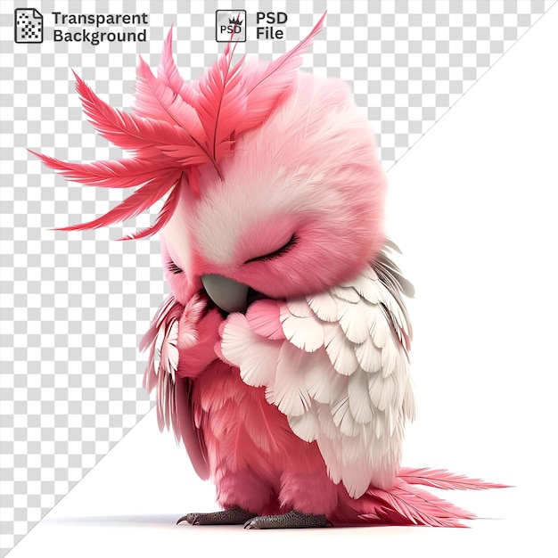 PSD awesome 3d cartoon galah preening its feathers on a isolated background