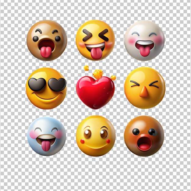 PSD emoticon 3d fantastiche su sfondo trasparente