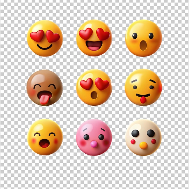 PSD awesome 3d emoticons on transparent background