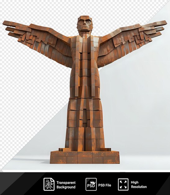 PSD awesome 3d model of the angel of the north featuring a brown statue and a large wing