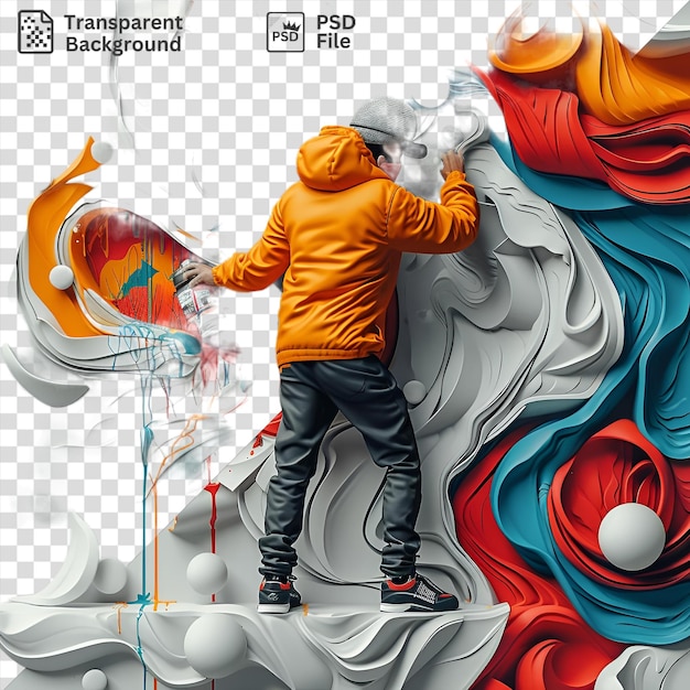 Awesome 3d street artist creating a mural on a wall