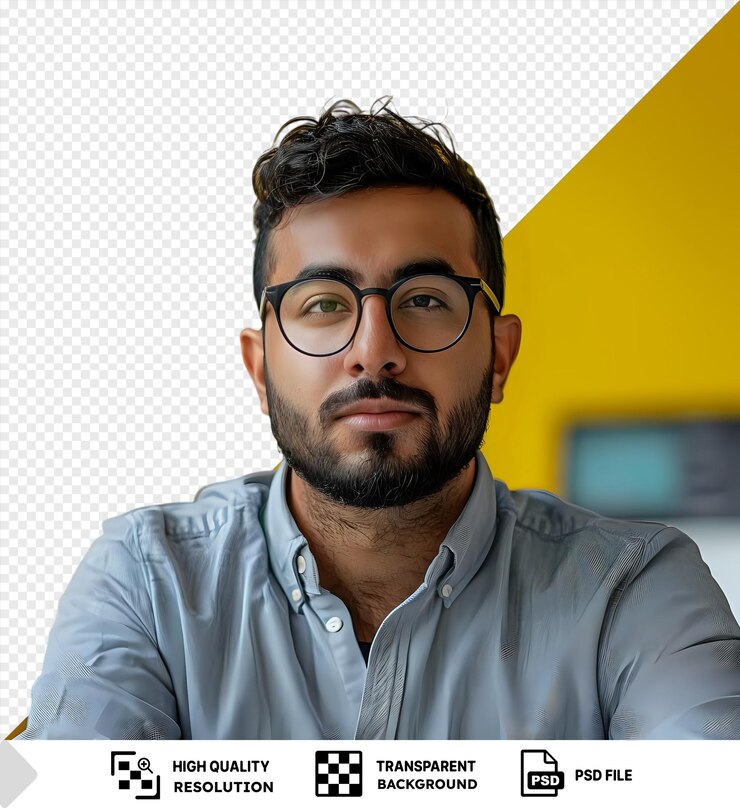 PSD awesome businessman in the office working and looking concentrated png