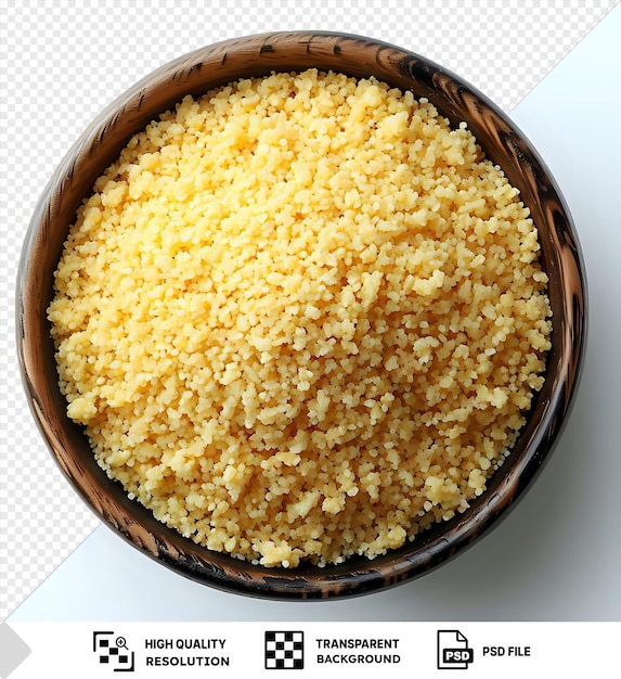 PSD awesome couscous background couscous texture healthy food top view in a wooden bowl png psd
