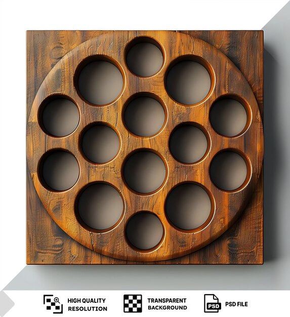 PSD awesome cross section board with rings on a wooden surface png psd