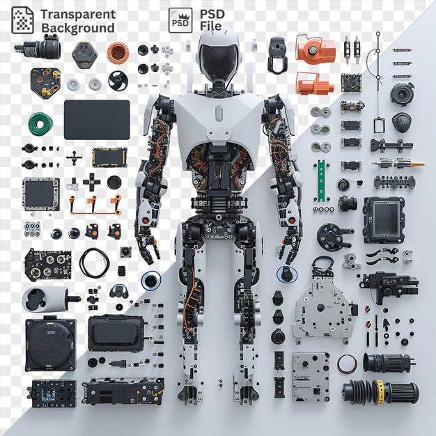 Awesome diy robotics kit set up on a transparent background