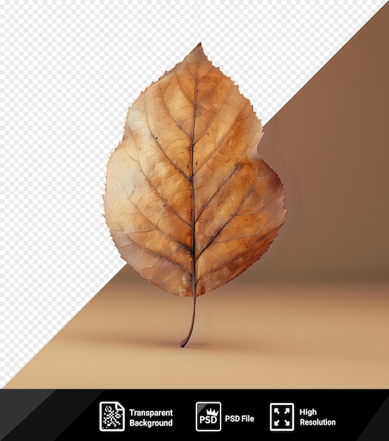 PSD awesome dry leaf on a brown background with blurry background
