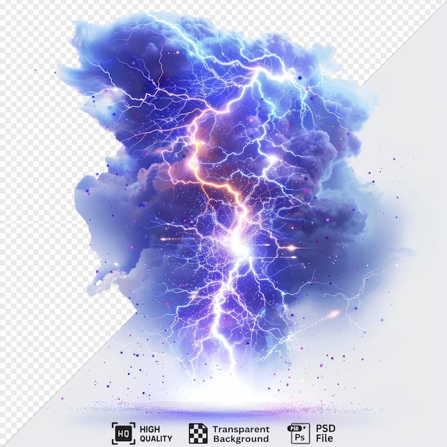 PSD Огромная электрическая буря с молниями и заряженными частицами изолирована на прозрачном фоне элементов этого изображения, предоставленного наса