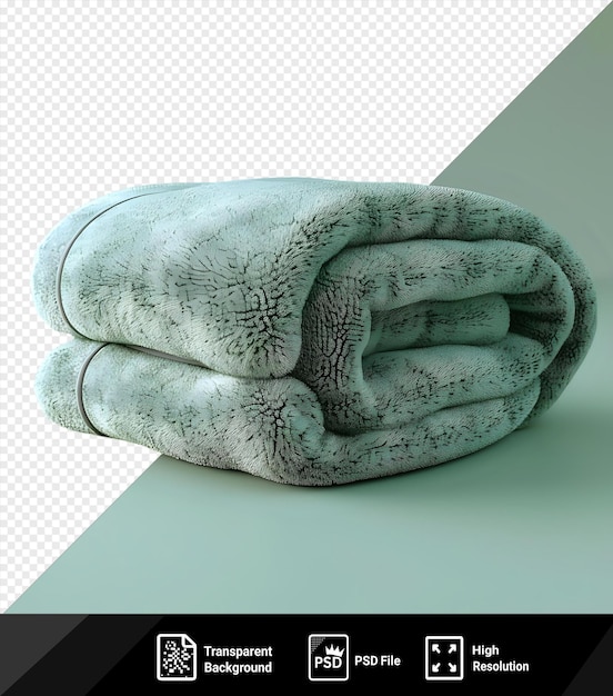 PSD awesome folded clean blanket household textile on a green background png psd