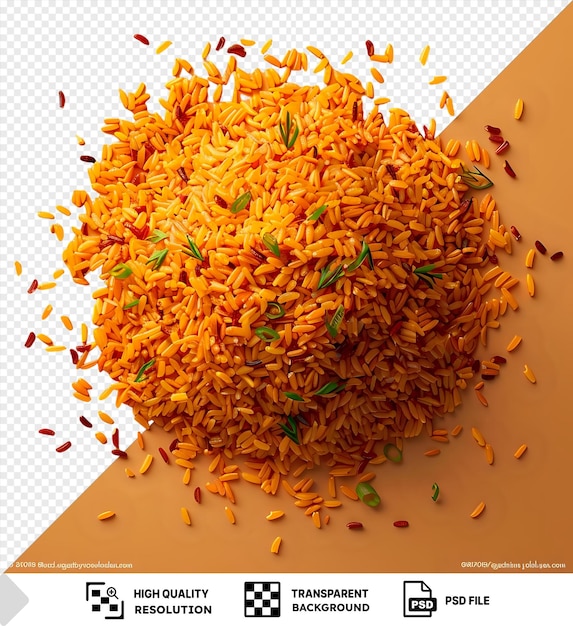 PSD awesome jollof of rice on an orange background png psd