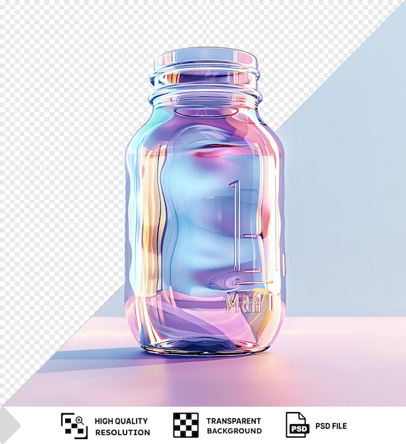 PSD awesome mason jar bottle on a pink table against a clear blue sky with a blue shadow in the foreground png psd