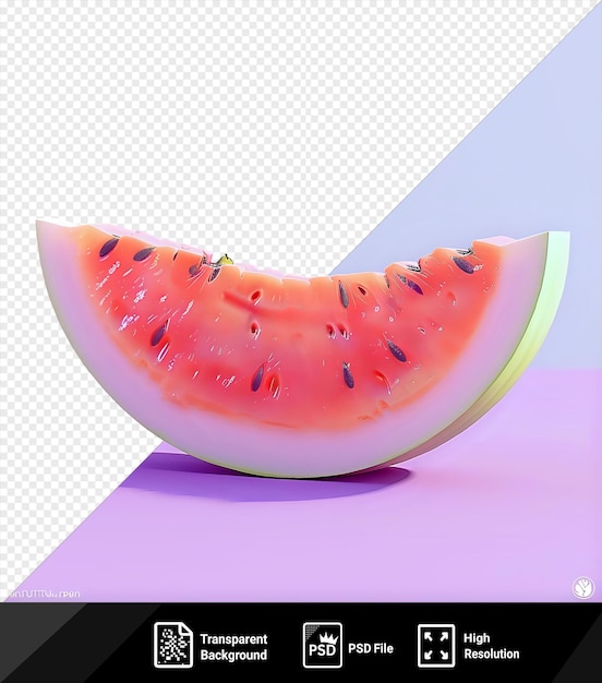 PSD awesome melonpan in the shape of a watermelon on a pink table with a purple shadow in the background png psd