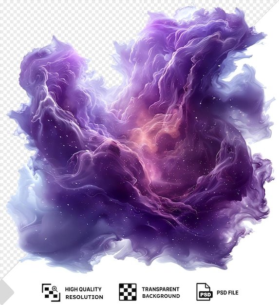 Awesome nebula cloud vector symbol interstellar purple and white fractal image in a isolated background