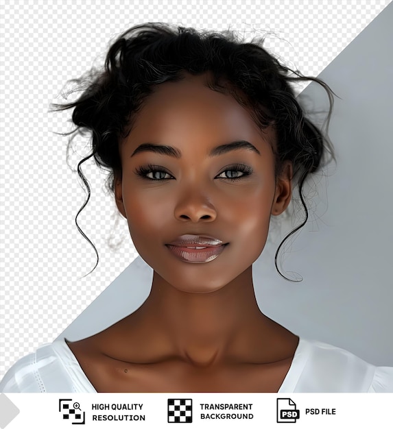 PSD awesome portrait of beautiful tender young african american woman with white makeup looking at camera isolated on isolated background png