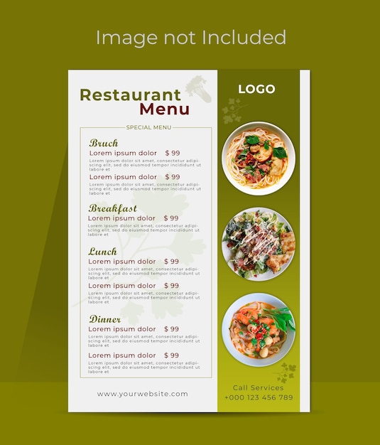 PSD awesome psd restaurant menu met trendy ontwerp