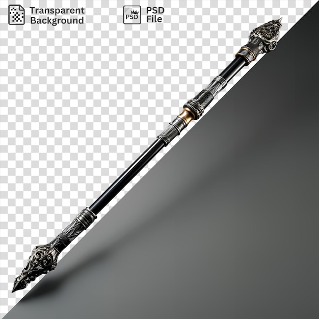 PSD awesome realistic photographic magicians wand with a metal and black handle accompanied by a black umbrella