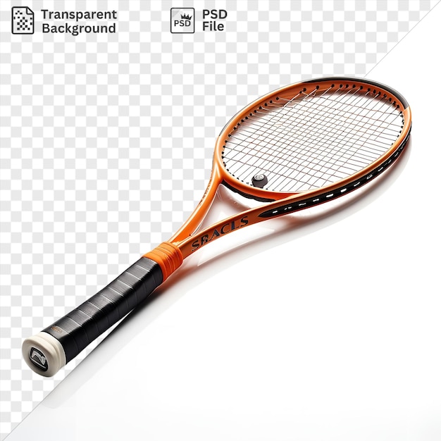 PSD awesome realistic photographic tennis players racket and ball on isolated background