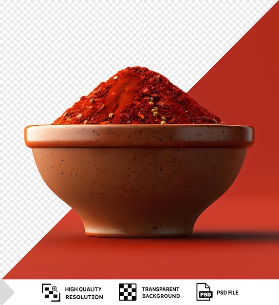 PSD Потрясающий порошок красного перца в миске с редактируемым фоном png psd