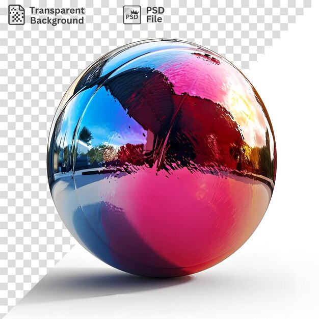 Awesome reflection of a shiny ball and a dark shadow on a isolated background with a black umbrella in the foreground