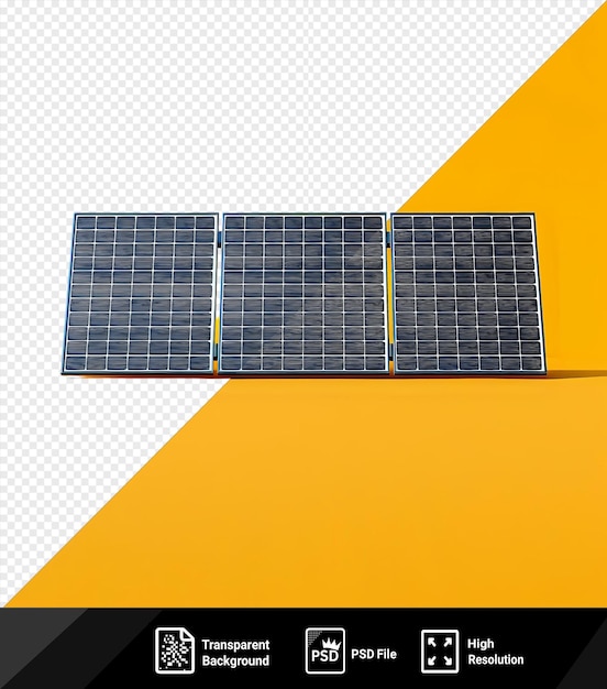 PSD awesome three solar panels mockup on a yellow background png