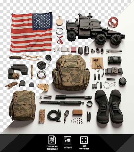 PSD awesome veterans day item set the american flag