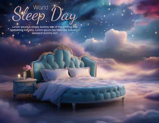 Awesome world sleep day psd banner template (template di banner del giorno del sonno mondiale)